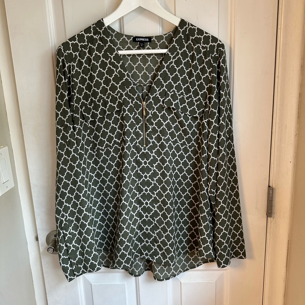 Express Green Patterned Women's Top